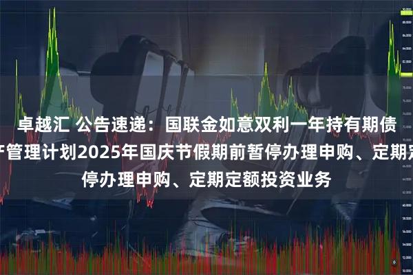 卓越汇 公告速递：国联金如意双利一年持有期债券型集合资产管理计划2025年国庆节假期前暂停办理申购、定期定额投资业务